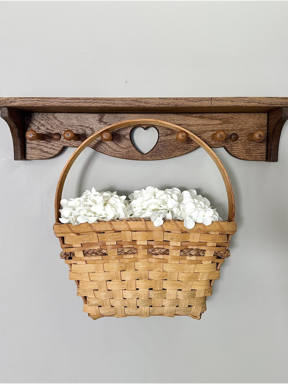 Hand-Woven Wall Hanging Basket with Handle - Natural Tan